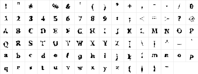 Cologne Regular  glyph index