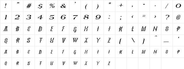 Deseigner Fonts Regular  glyph index