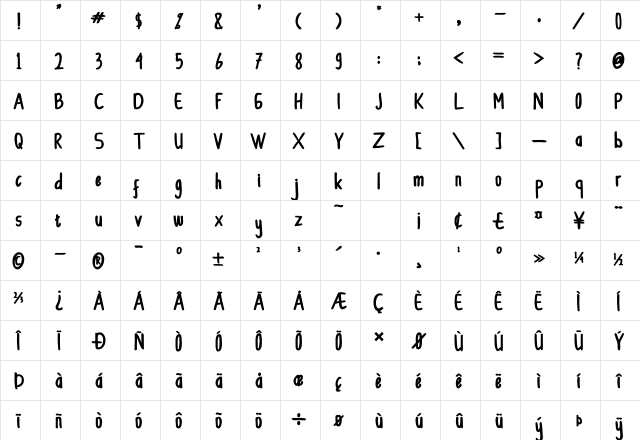 CollBesT Bold  glyph index