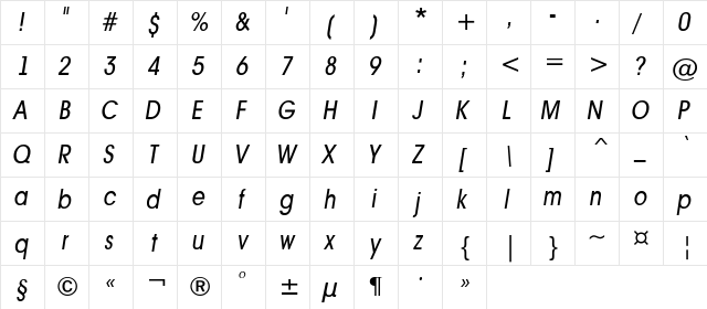 a_AvanteTckNr Italic  glyph index