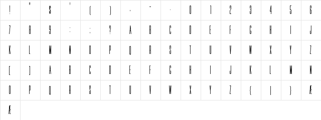 HFF Jammed Pack Regular  glyph index