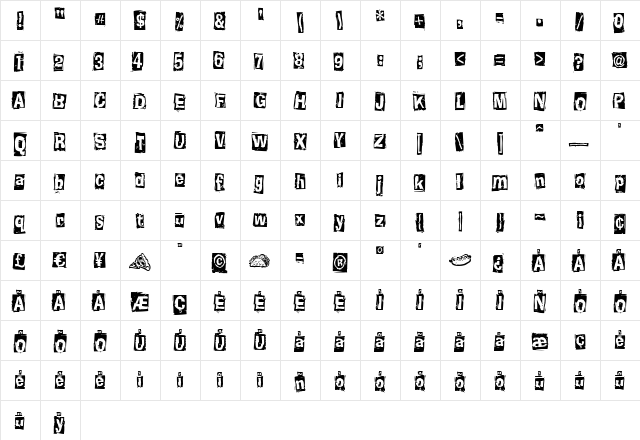 KnuckleheadBoxed Medium  glyph index