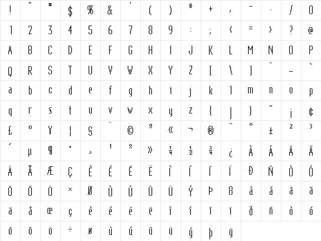 NewGenevaNineICG Regular  glyph index