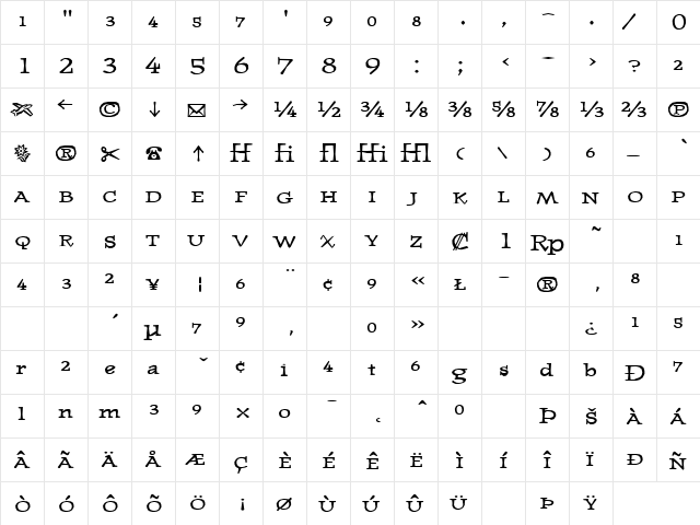 JournalUltraFractions Regular  glyph index