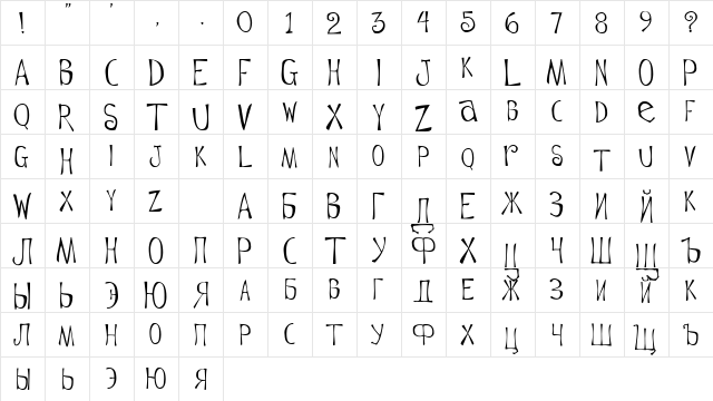 Flowerchild Plain  glyph index