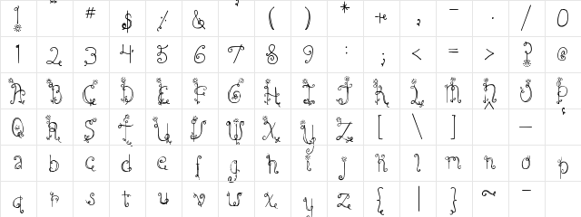 DJB Emilys Garden Regular  glyph index