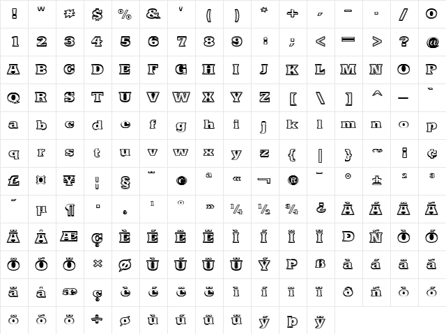 Nacimiento ExtraBold  glyph index