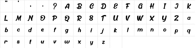 Billyer Regular  glyph index