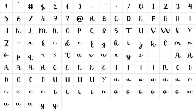 Tropical Regular  glyph index
