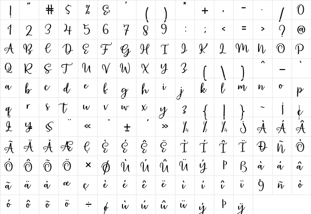 Almost There Regular  glyph index