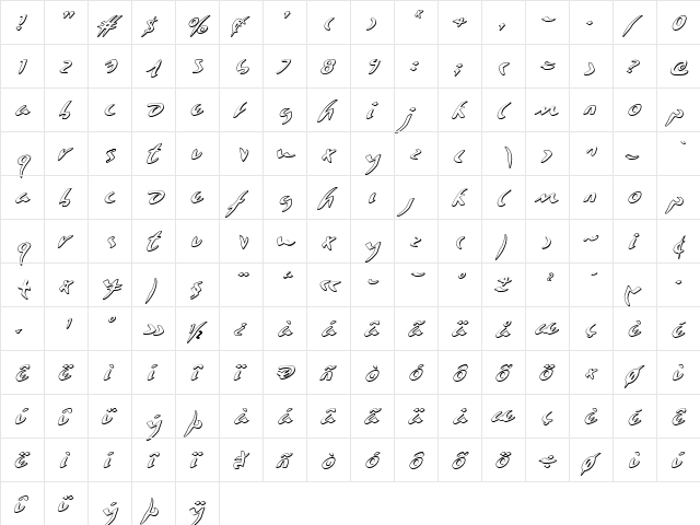 Eagleclaw 3D Italic Italic  glyph index