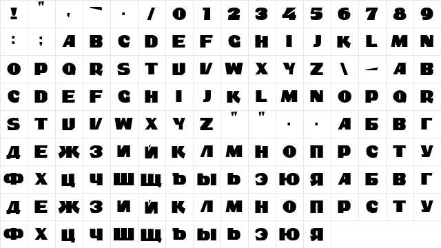 ft25 Regular  glyph index