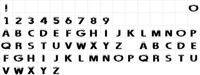 101! Arctic Blast Regular  glyph index