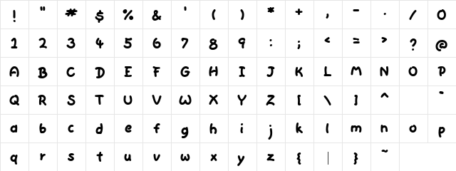 LD Plump Regular  glyph index