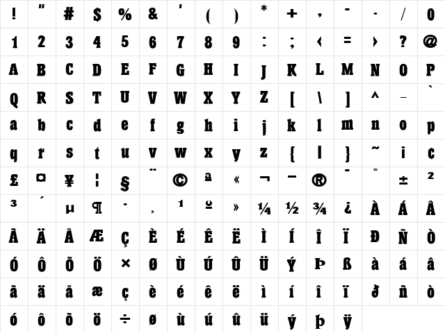 DS Hansen Regular  glyph index