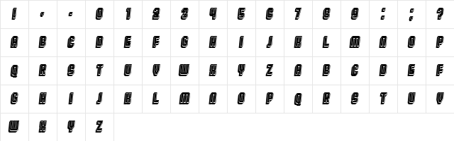 Broadway Flat 3D Filled Italic  glyph index