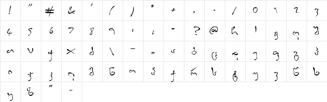 Liziko Regular  glyph index