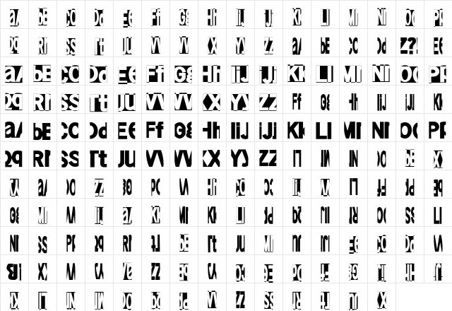 FriendlyFire Regular  glyph index