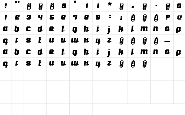 Stereophonic Regular  glyph index
