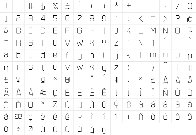 Plotta Regular  glyph index