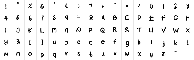 Kemocheng Regular  glyph index