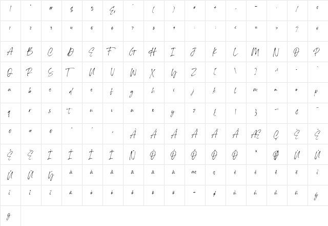 Housky Demo Regular  glyph index