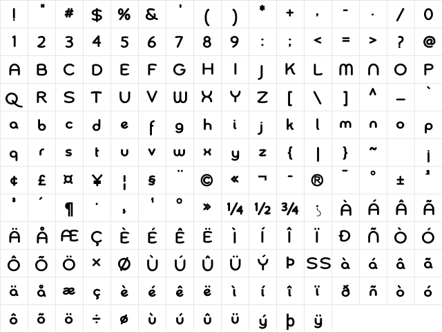 Chennai Regular  glyph index