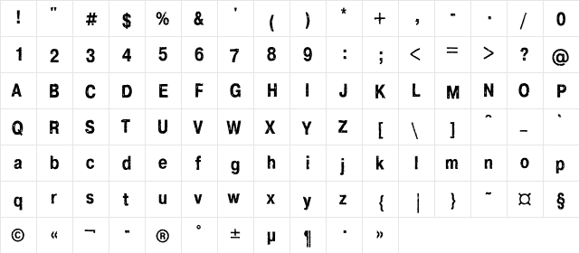 CrashC Regular  glyph index
