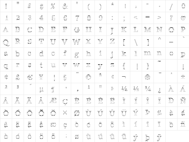 AntiquaGo Regular  glyph index