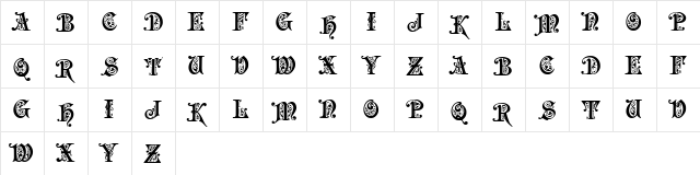Preciosa Regular  glyph index