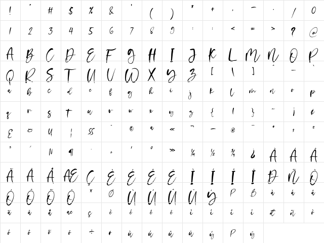 Creamy Corn Regular  glyph index