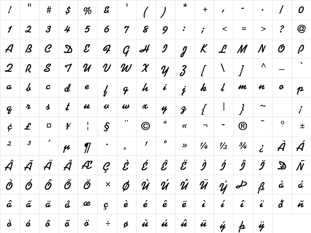 Kaufmann Std Bold  glyph index