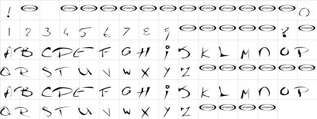 The Guru Font Regular  glyph index