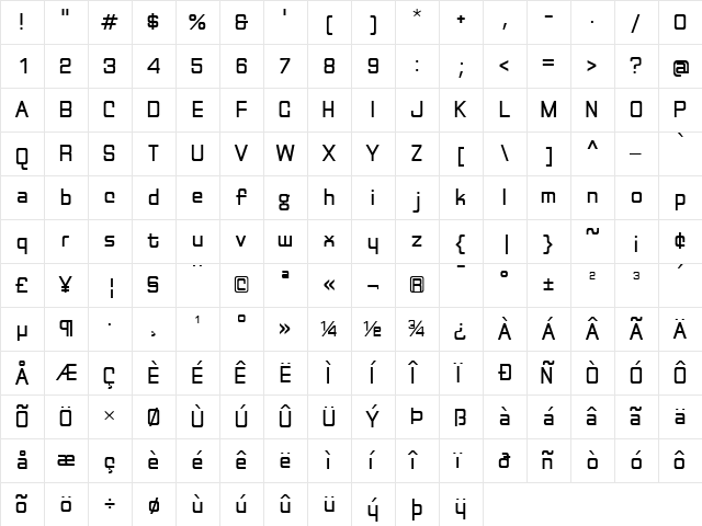 Discognate Regular  glyph index
