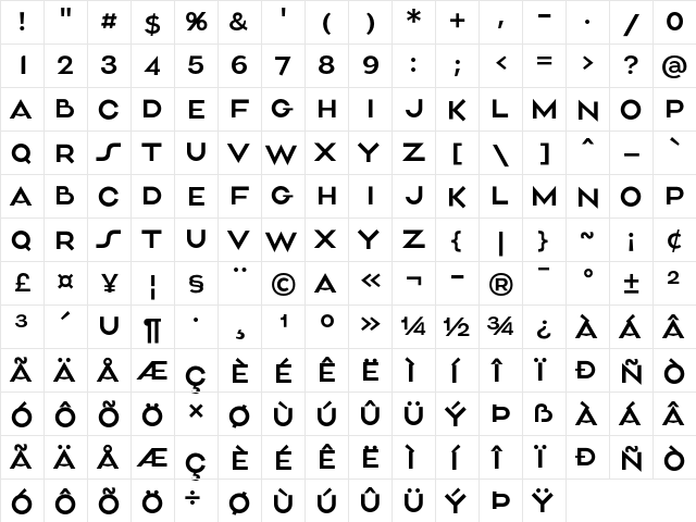 Aliment Light  glyph index