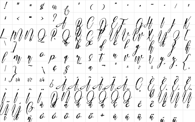 madani Regular  glyph index