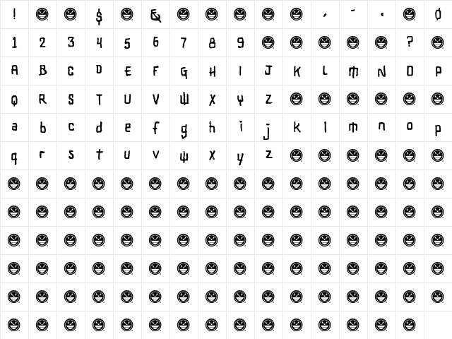 SHARRPE GOTHIK Regular  glyph index