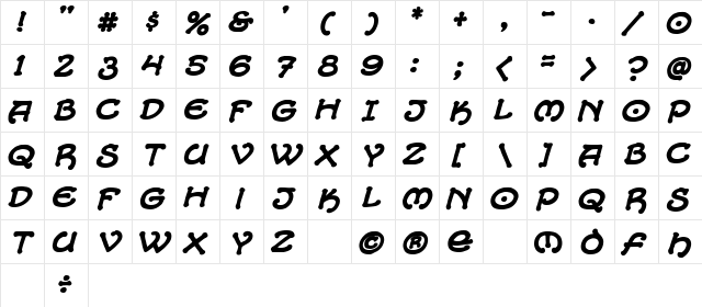 CC Alchemite Bold Italic  glyph index