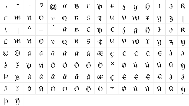 FZ SCRIPT 19 Normal  glyph index