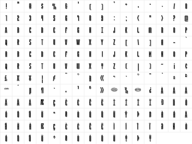 Y-Files Punch Regular  glyph index
