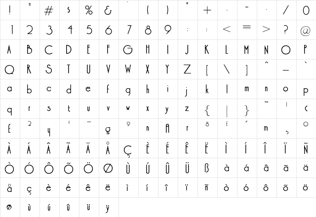 OPTIDesign-Medium Medium  glyph index