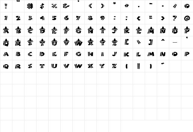 Scrap Sombrero Regular  glyph index