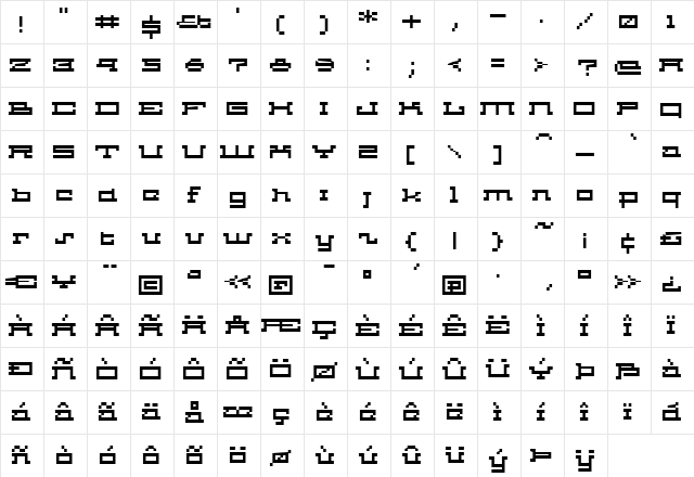 Aymara Regular  glyph index