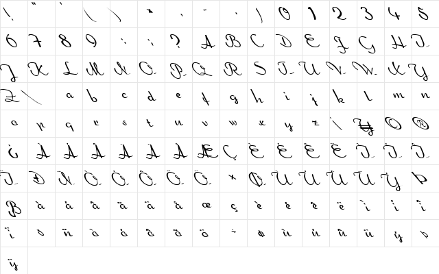 FZ SCRIPT 20 LEFTY Normal  glyph index