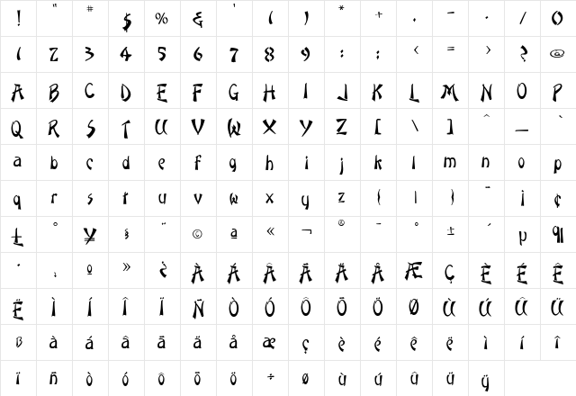 Greeves Regular  glyph index