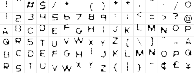 Ghostly Prints Regular  glyph index