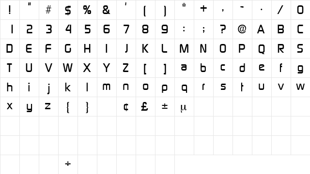 BazoukSSK Regular  glyph index