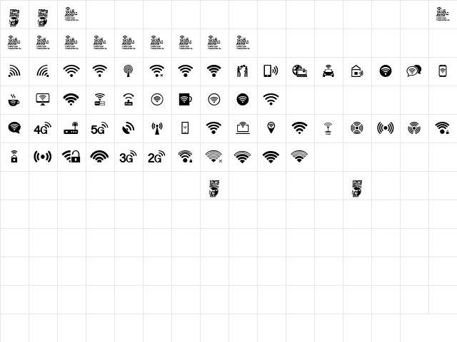 Wifi Icons Regular  glyph index