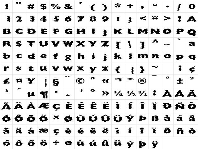 FZ BASIC 57 WAVEY EX Normal  glyph index