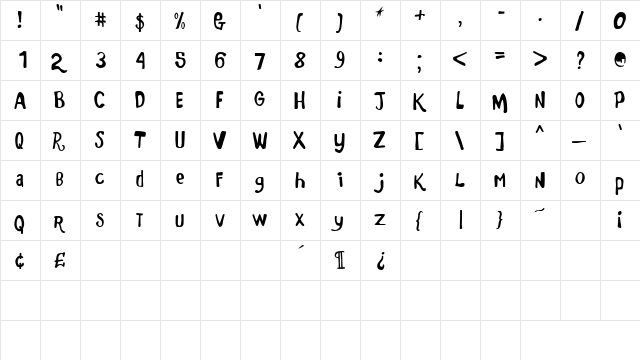 Marker Monkey FW Regular  glyph index